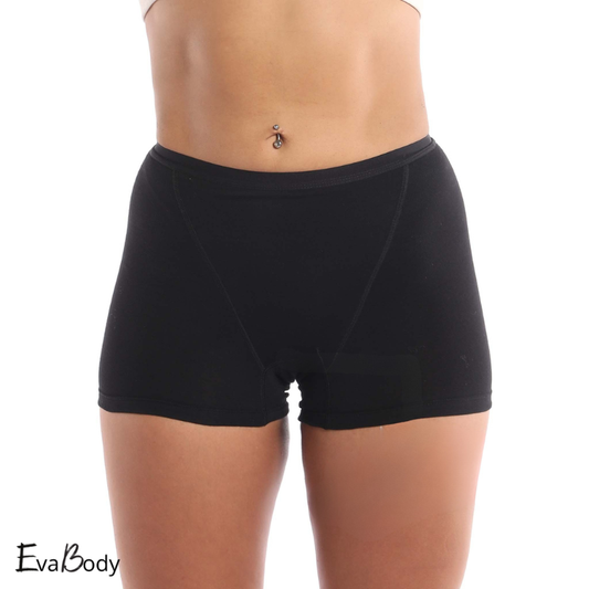 Super Absorbency Cotton Longline Boyshort – Black